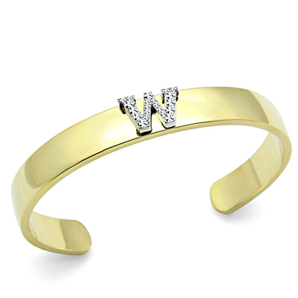 MALO2592 - Gold+Rhodium White Metal Bangle with Top Grade Crystal  in Clear
