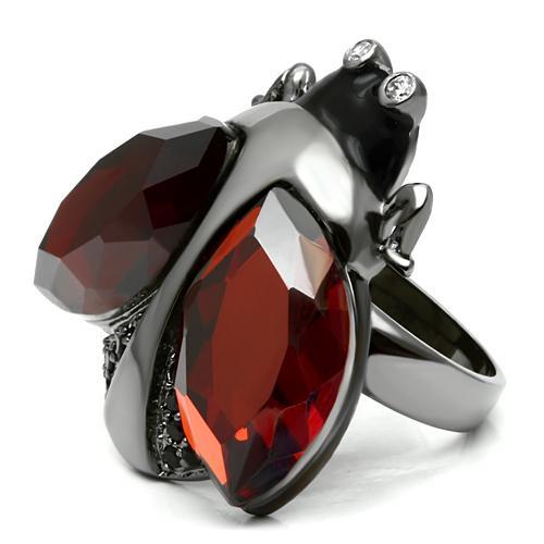 MALO2601 - Ruthenium Brass Ring with AAA Grade CZ  in Garnet