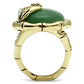MALO2609 - Gold Brass Ring with Semi-Precious Jade in Emerald