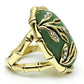 MALO2609 - Gold Brass Ring with Semi-Precious Jade in Emerald