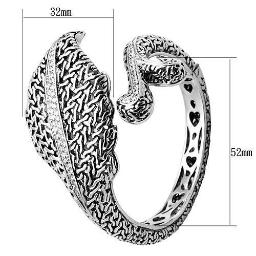 MALO2618 - Rhodium Brass Bangle with AAA Grade CZ  in Clear