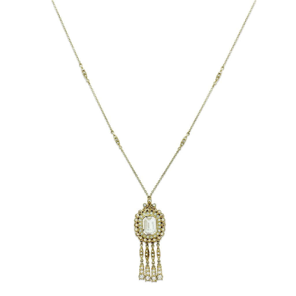MALO2626 - Gold Brass Necklace with Top Grade Crystal  in Clear