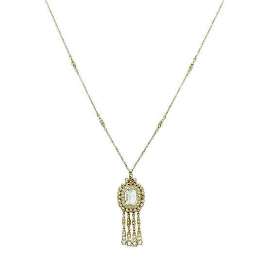 MALO2626 - Gold Brass Necklace with Top Grade Crystal  in Clear