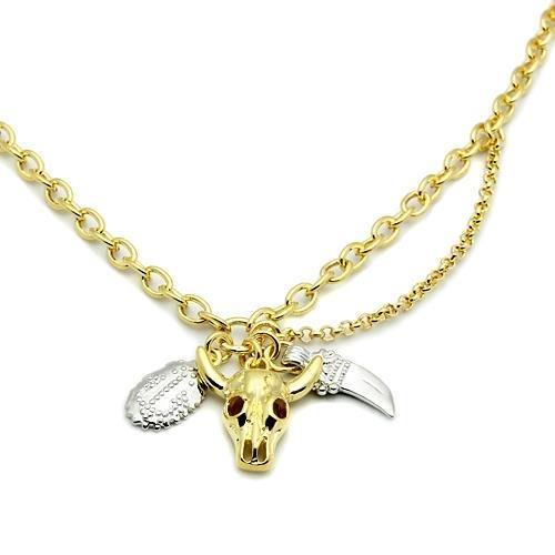 MALO2627 - Gold+Rhodium Brass Chain Pendant with No Stone