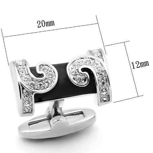 MALO2630 - Rhodium Brass Cufflink with Top Grade Crystal  in Clear