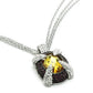 MALO2641 - Rhodium+Hematite Brass Chain Pendant with AAA Grade CZ  in Topaz