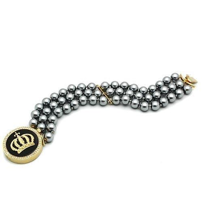 MALO2642 - Gold Brass Bracelet with Semi-Precious Onyx in Jet