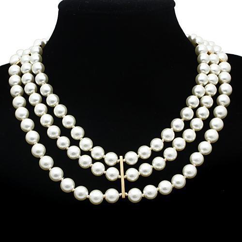 MALO2644 - Gold Brass Necklace with Semi-Precious Onyx in Jet