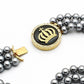 MALO2645 - Gold Brass Necklace with Semi-Precious Onyx in Jet