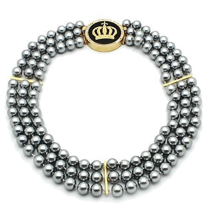 MALO2645 - Gold Brass Necklace with Semi-Precious Onyx in Jet