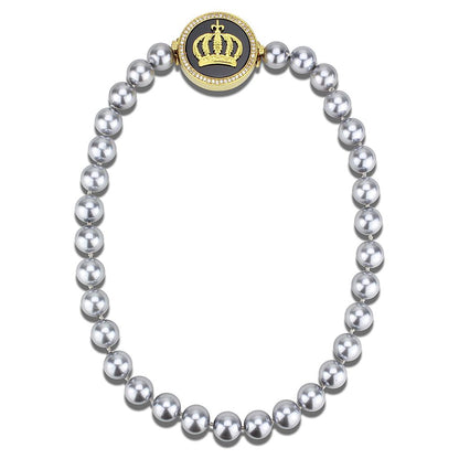 MALO2646 - Gold Brass Necklace with Semi-Precious Onyx in Jet