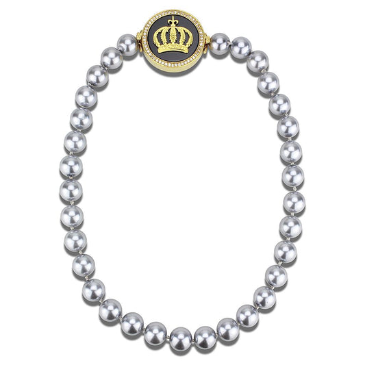 MALO2646 - Gold Brass Necklace with Semi-Precious Onyx in Jet