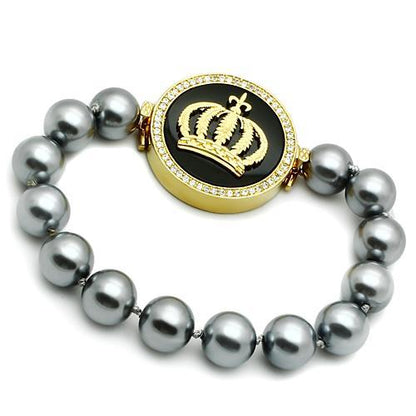 MALO2649 - Gold Brass Bracelet with Semi-Precious Onyx in Jet