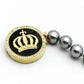MALO2649 - Gold Brass Bracelet with Semi-Precious Onyx in Jet