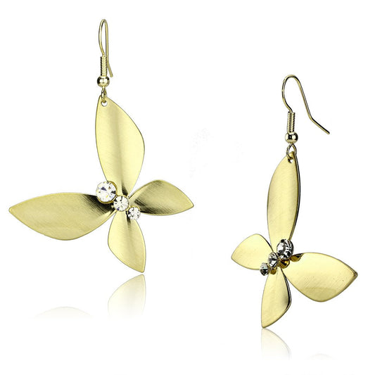 MALO2651 - Matte Gold & Gold Iron Earrings with Top Grade Crystal  in Clear