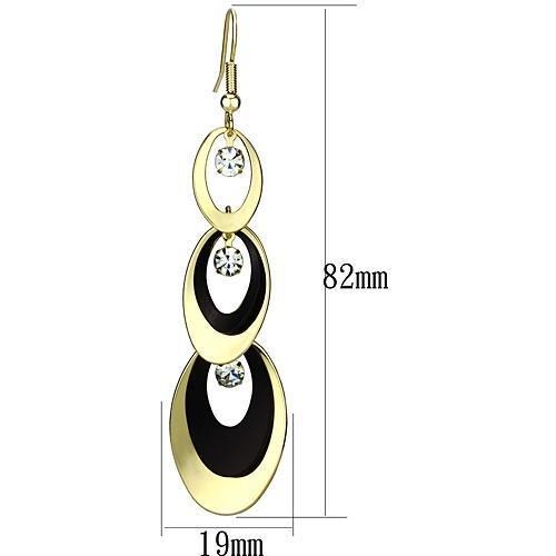 MALO2652 - Gold+Ruthenium Iron Earrings with Top Grade Crystal  in Clear