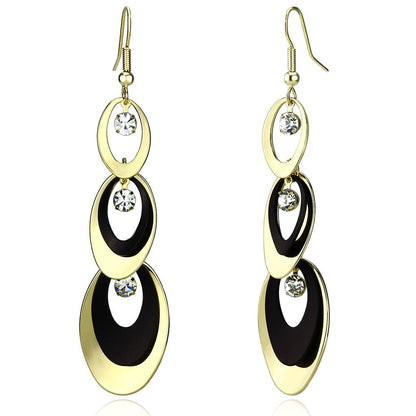 MALO2652 - Gold+Ruthenium Iron Earrings with Top Grade Crystal  in Clear