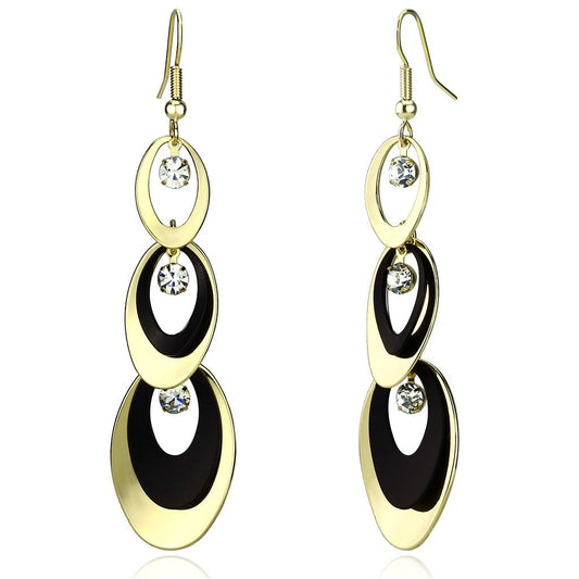 MALO2652 - Gold+Ruthenium Iron Earrings with Top Grade Crystal  in Clear