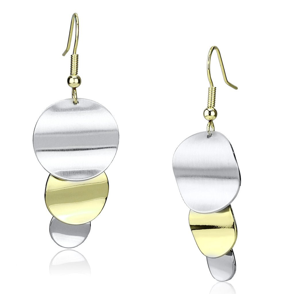 MALO2653 - Gold+Rhodium Iron Earrings with No Stone
