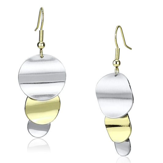 MALO2653 - Gold+Rhodium Iron Earrings with No Stone