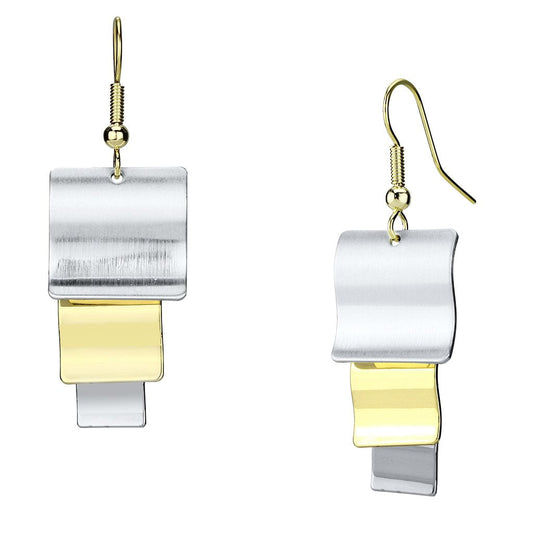 MALO2654 - Gold+Rhodium Iron Earrings with No Stone