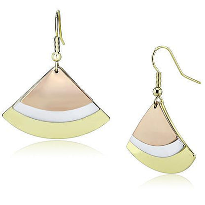 MALO2661 - Rhodium + Gold + Rose Gold Iron Earrings with No Stone