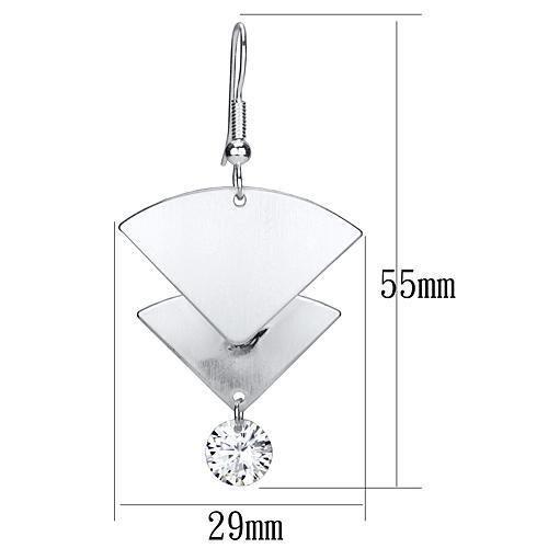 MALO2662 - Matte Rhodium & Rhodium Iron Earrings with AAA Grade CZ  in Clear