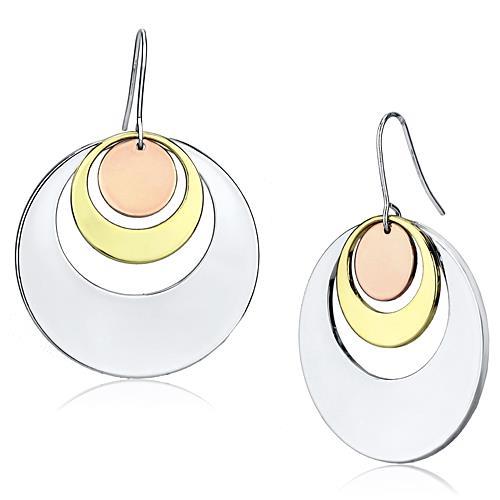 MALO2671 - Rhodium + Gold + Rose Gold Iron Earrings with No Stone
