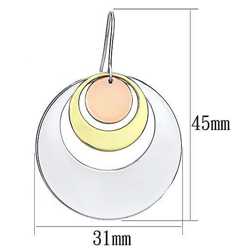 MALO2671 - Rhodium + Gold + Rose Gold Iron Earrings with No Stone