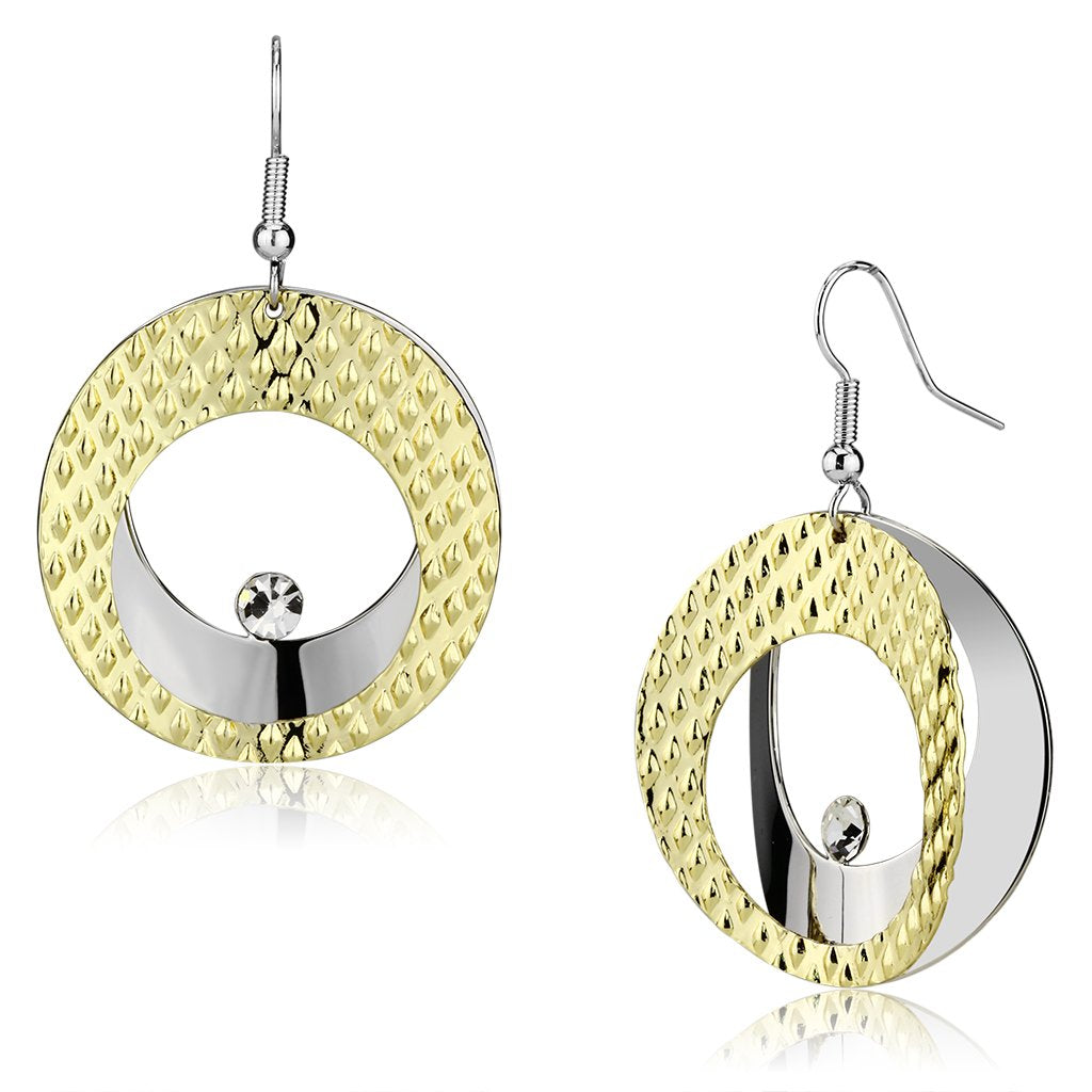 MALO2672 - Gold+Rhodium Iron Earrings with Top Grade Crystal  in Clear