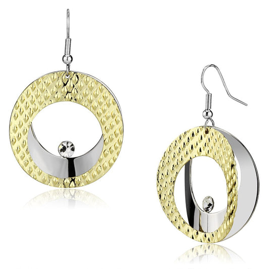 MALO2672 - Gold+Rhodium Iron Earrings with Top Grade Crystal  in Clear