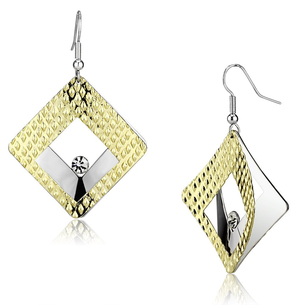 MALO2673 - Gold+Rhodium Iron Earrings with Top Grade Crystal  in Clear