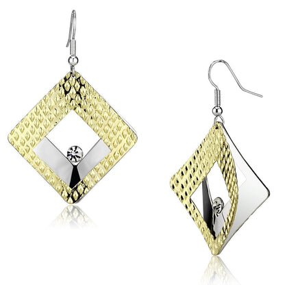 MALO2673 - Gold+Rhodium Iron Earrings with Top Grade Crystal  in Clear