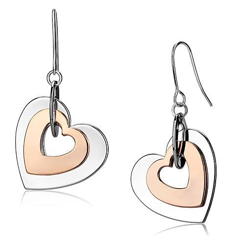 MALO2675 - Rose Gold + Rhodium Iron Earrings with No Stone