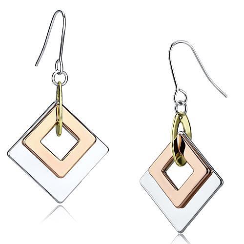 MALO2676 - Rhodium + Gold + Rose Gold Iron Earrings with No Stone