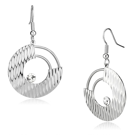 MALO2677 - Rhodium Iron Earrings with Top Grade Crystal  in Clear