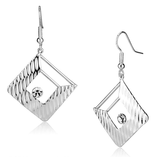 MALO2678 - Rhodium Iron Earrings with Top Grade Crystal  in Clear