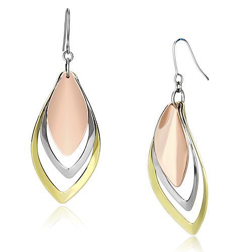 MALO2681 - Rhodium + Gold + Rose Gold Iron Earrings with No Stone