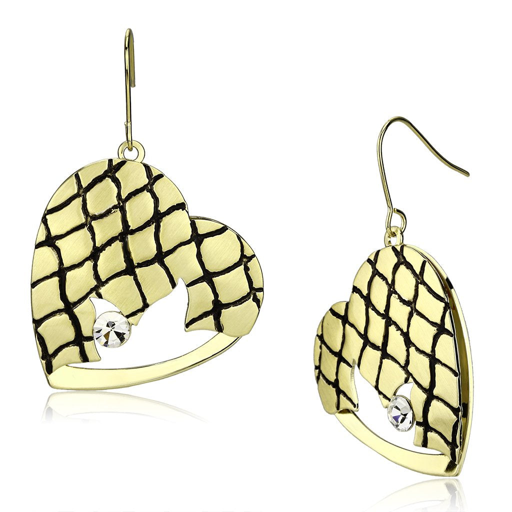 MALO2688 - Matte Gold & Gold Iron Earrings with Top Grade Crystal  in Clear