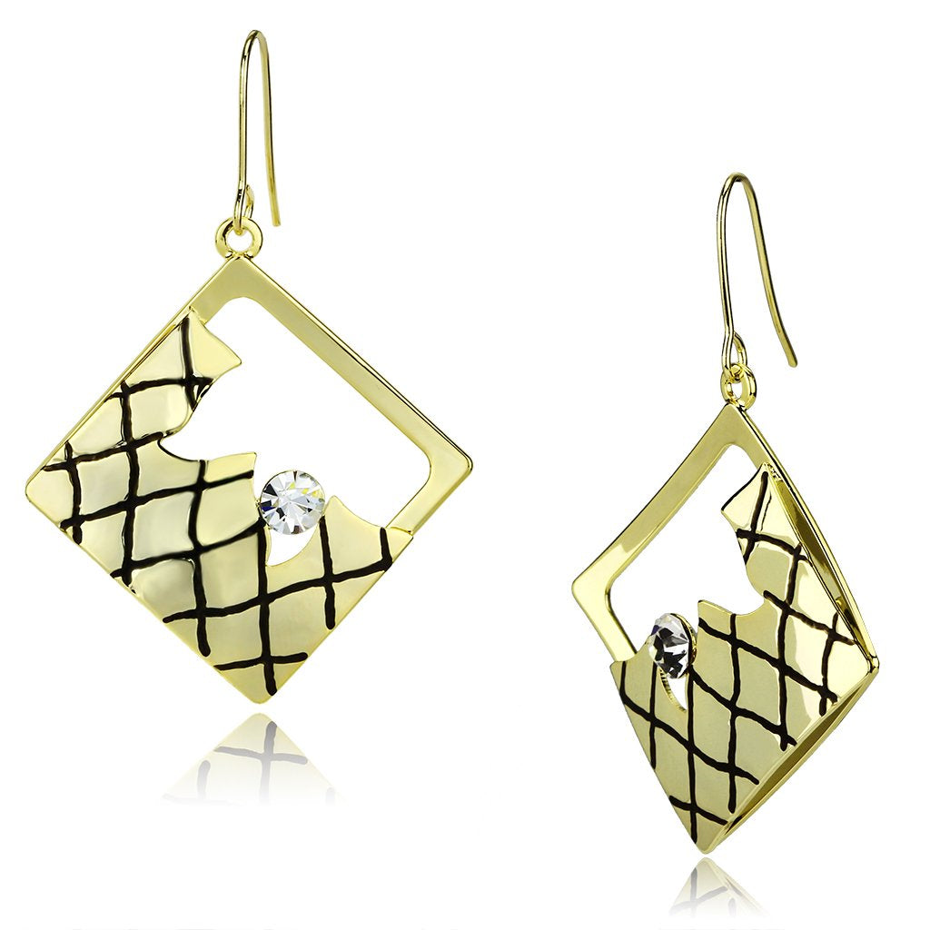 MALO2689 - Gold Iron Earrings with Top Grade Crystal  in Clear