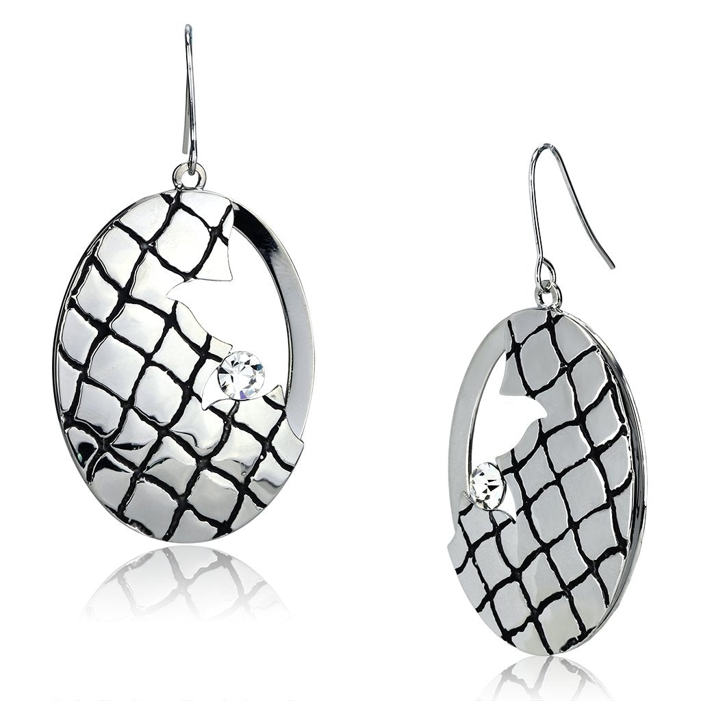 MALO2690 - Rhodium Iron Earrings with Top Grade Crystal  in Clear