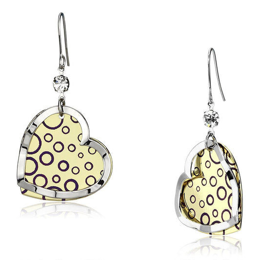 MALO2694 - Gold+Rhodium Iron Earrings with Top Grade Crystal  in Clear
