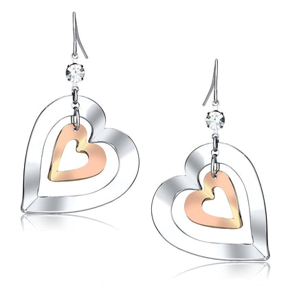 MALO2695 - Rose Gold + Rhodium Iron Earrings with Top Grade Crystal  in Clear