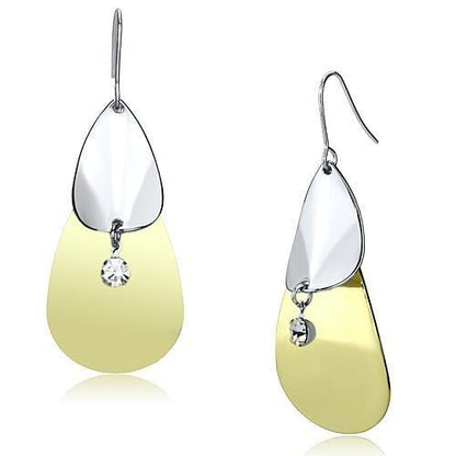 MALO2696 - Gold+Rhodium Iron Earrings with Top Grade Crystal  in Clear