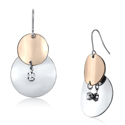 MALO2697 - Rose Gold + Rhodium Iron Earrings with Top Grade Crystal  in Clear