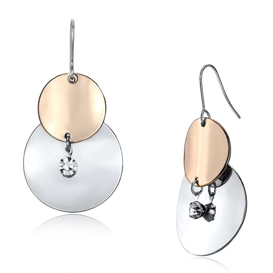 MALO2697 - Rose Gold + Rhodium Iron Earrings with Top Grade Crystal  in Clear