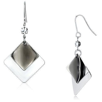 MALO2698 - Rhodium Iron Earrings with Top Grade Crystal  in Clear