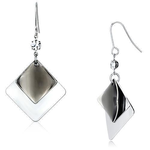 MALO2698 - Rhodium Iron Earrings with Top Grade Crystal  in Clear