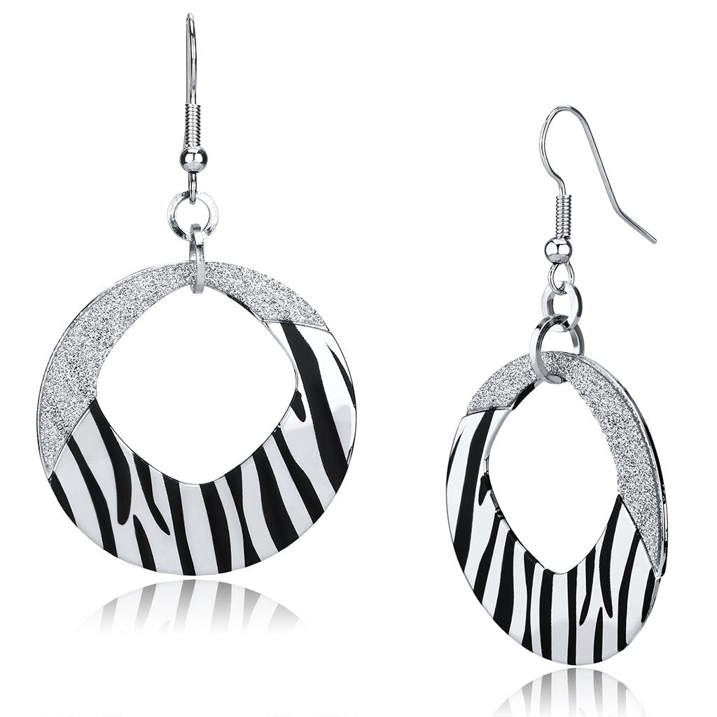 MALO2702 - Rhodium Iron Earrings with Epoxy  in Jet