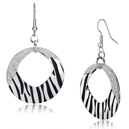 MALO2702 - Rhodium Iron Earrings with Epoxy  in Jet